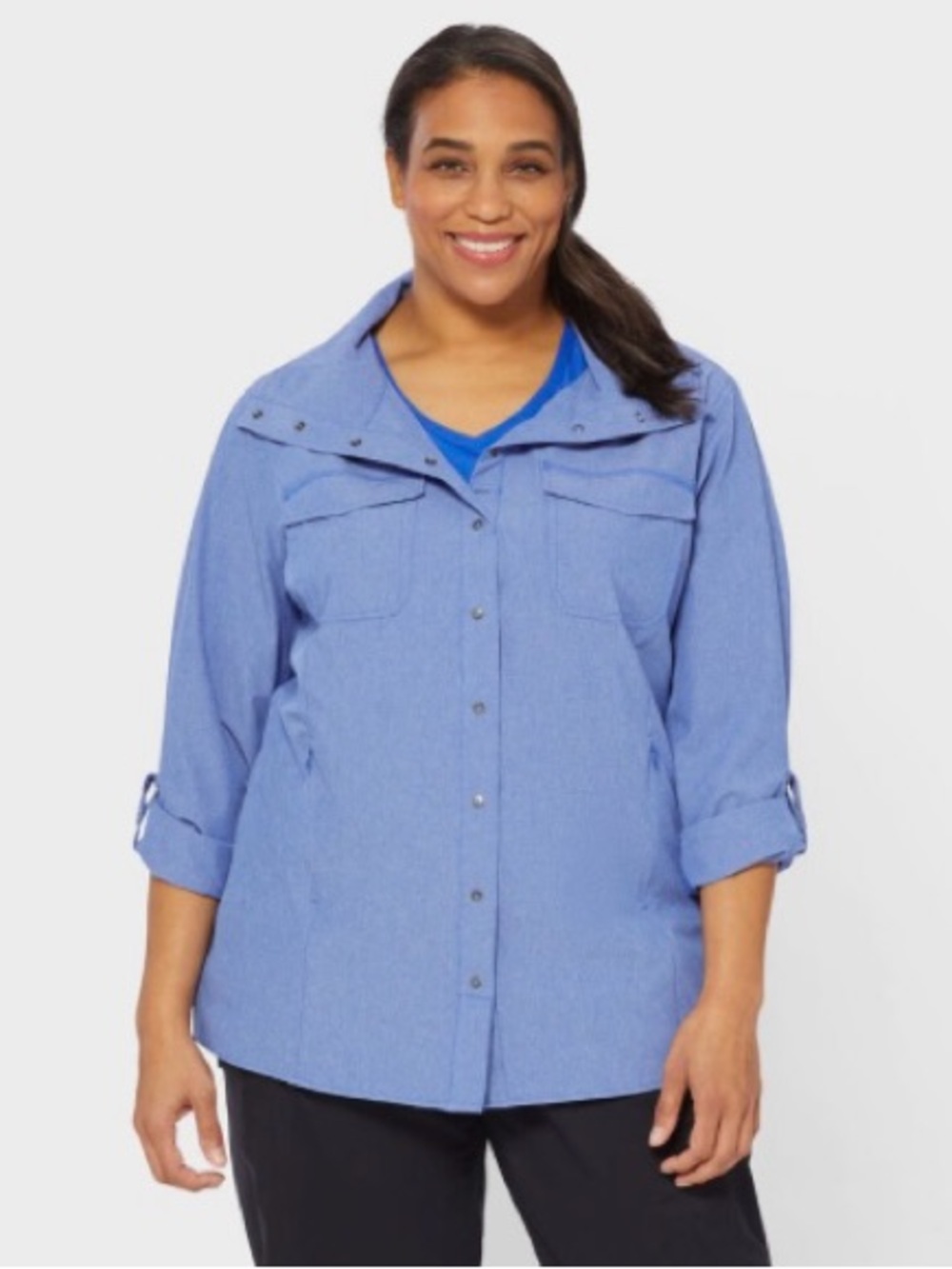 Duluth Trading Co Light Blue Sol Survivor Sun Protection Shirt Women's XXL